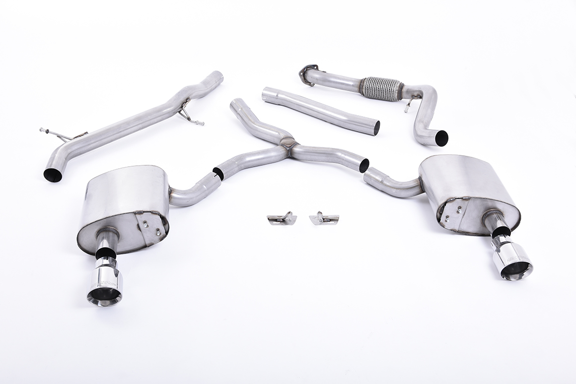 Milltek Cat-back GT-100 Polished Trims Audi A4 2.0 TFSI B9 Quatro Saloon & Avant
