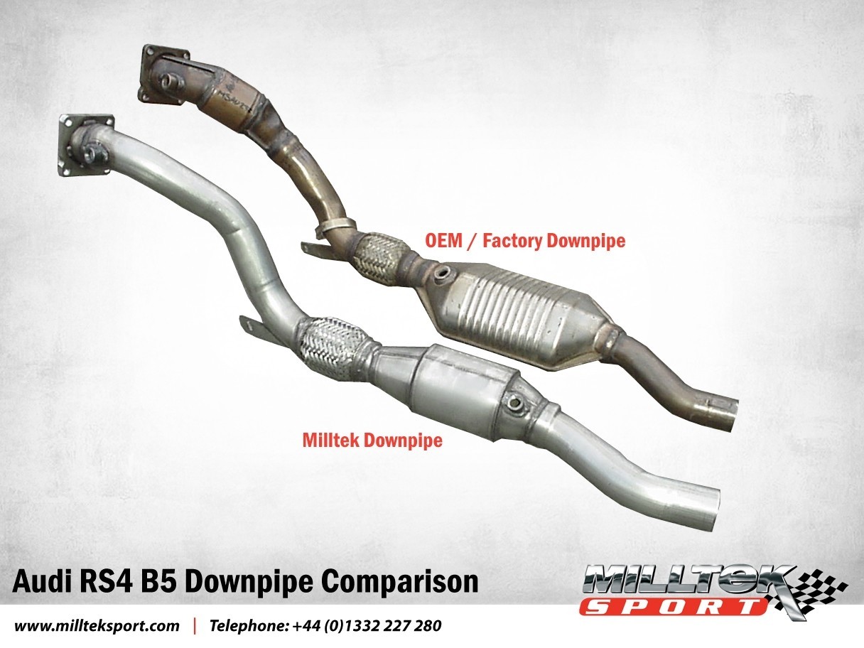 Milltek Audi RS4 B5 V6 Bi-Turbo systeem vanaf de turbo met hi-fl