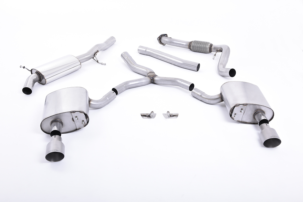 milltek Cat-back Audi A4 2.0 TFSI B9 quattro Saloon & avantGT-100 Titanium Trims
