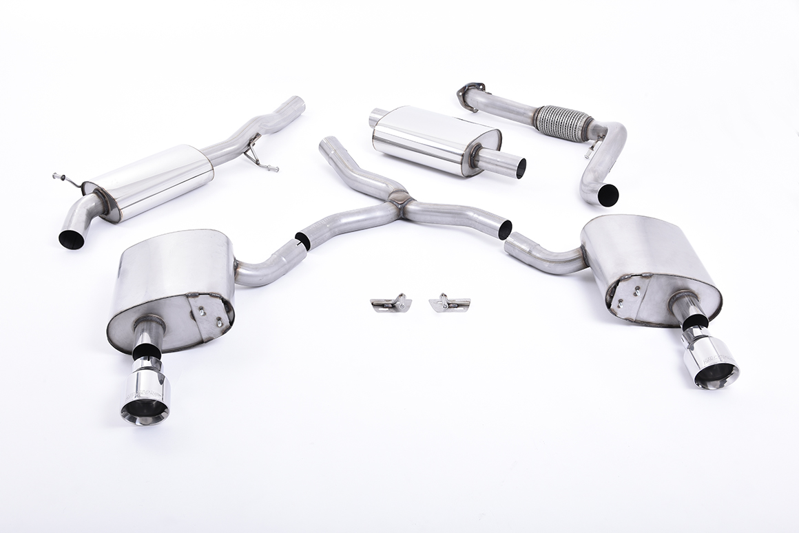 Milltek Cat-back Resonated GT-100 Polished Trims Audi A4 2.0 TFSI B9 Quattro Saloon & Avant