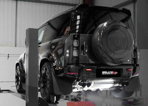 Land Rover Defender Einddemper D200, D250 & D300 90, 110 & 130 Milltek Twin GT-90 Brushed Titanium T