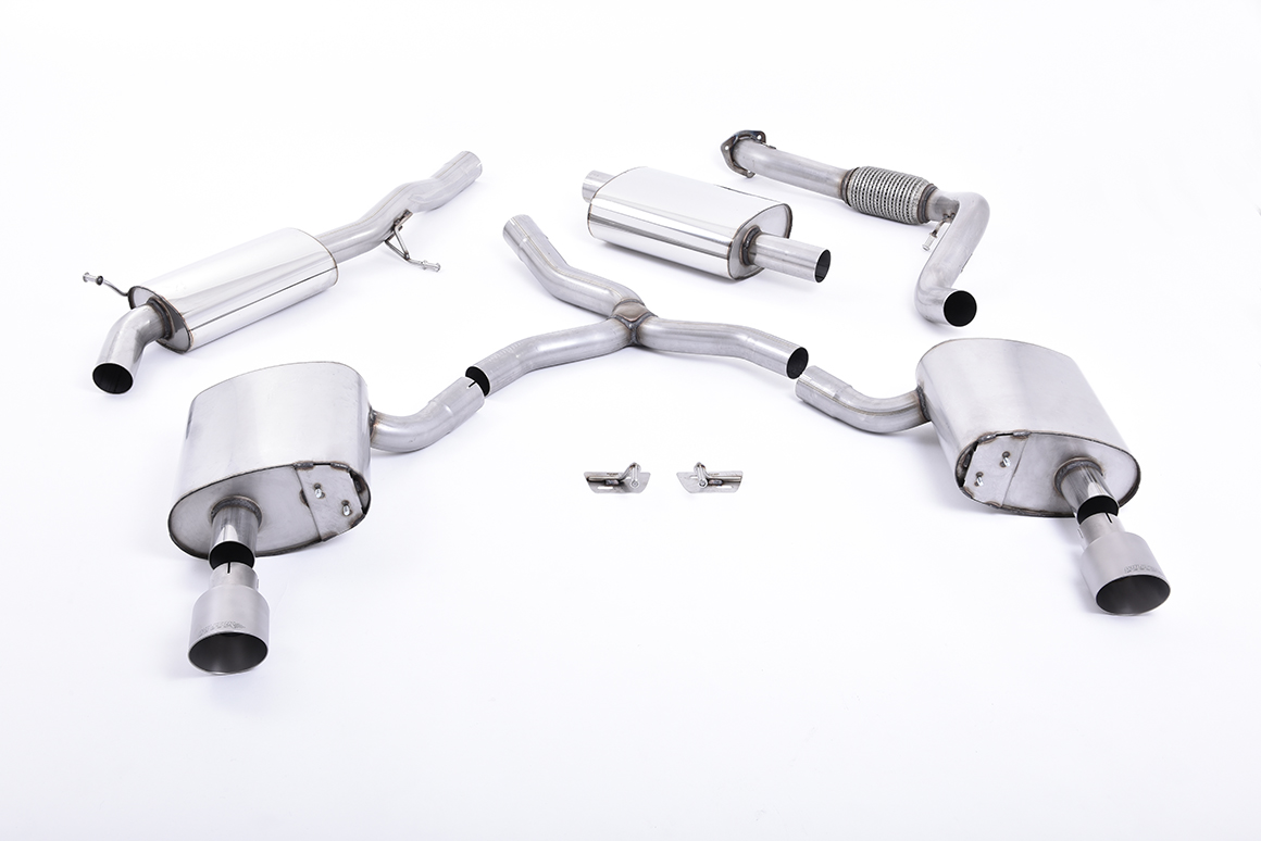 Milltek Cat-back Audi A4 2.0 TFSI B9 Quattro Saloon & Avant Resonated GT-100 Titanium Trims