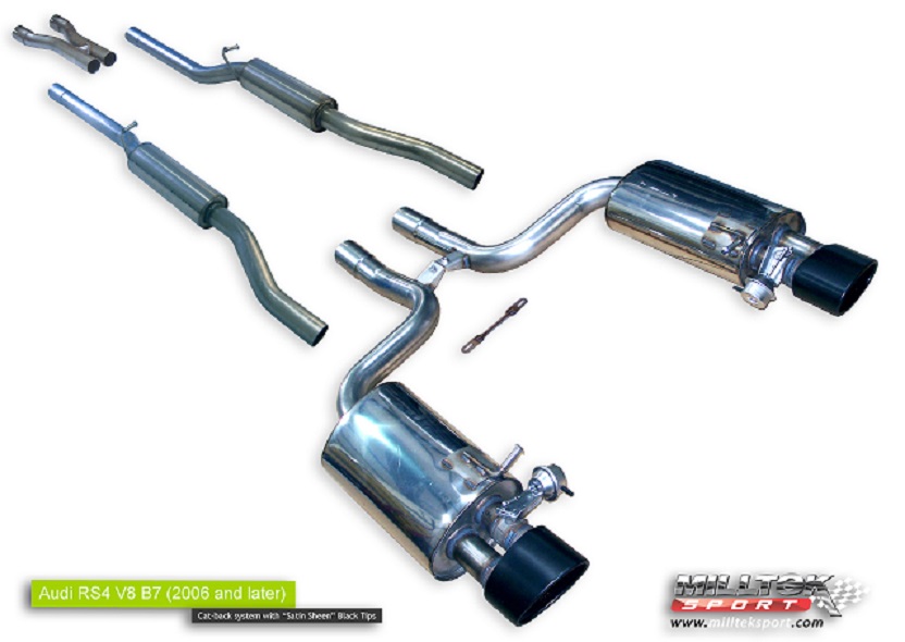 Milltek Audi RS4 B7 cat-back systeem met links + rechts gepolijs