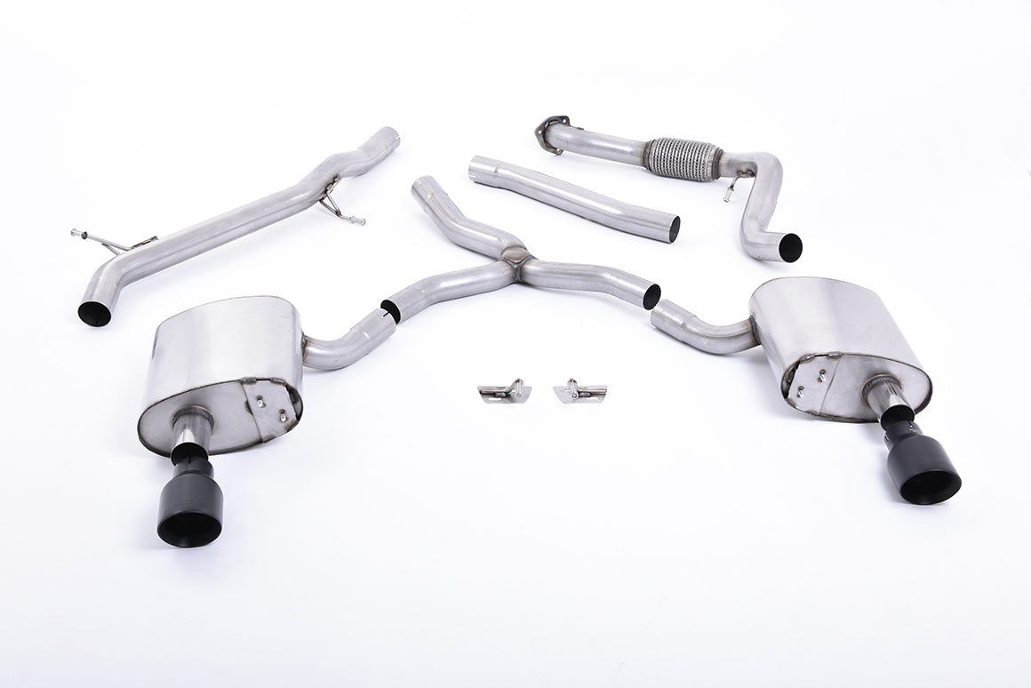 milltek Cat-back GT-100 Cerakote Black Trims Audi A4 2.0 TFSI B9 quattro Saloon & Avant