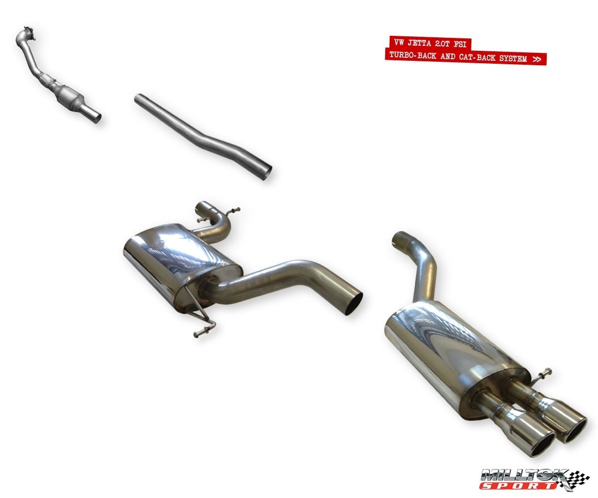 Milltek VW Jetta V 2.0 TFSI turbo-back systeem met hi-flow sport